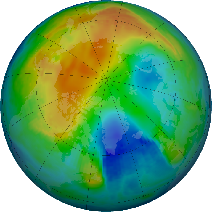 Arctic ozone map for 23 November 1987